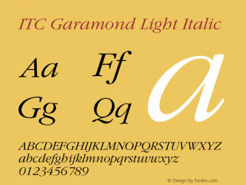 Garamond-LightItalic Version 001.004 Font Sample