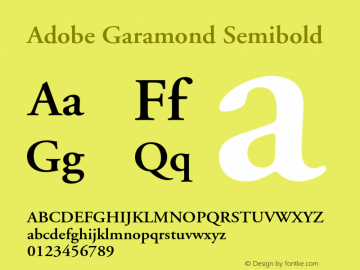 AGaramond-Semibold Version 001.002 Font Sample