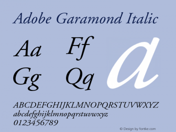 AGaramond-Italic Version 001.002 Font Sample