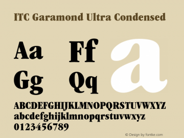 Garamond-UltraCondensed Version 001.000 Font Sample