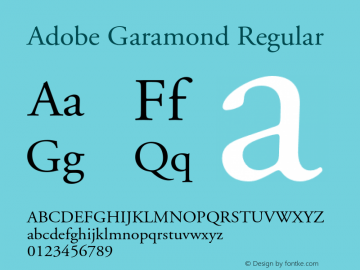 AGaramond-Regular Version 001.002 Font Sample