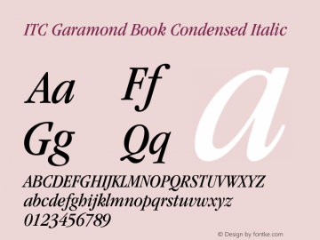 Garamond-BookCondensedItalic Version 001.000 Font Sample