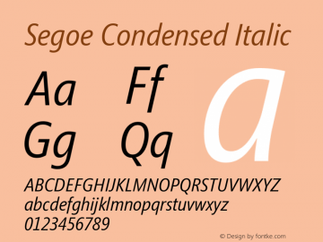 Segoe Condensed Italic Version 2.21图片样张