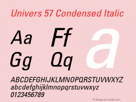 Univers CondensedOblique Lino 28.4.98 Font Sample