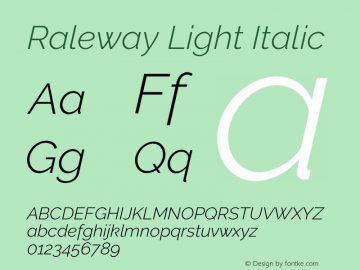 Raleway Light Italic Version 3.000; ttfautohint (v0.96) -l 8 -r 28 -G 28 -x 14 -w 