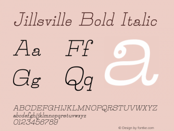 Jillsville Bold Italic Version 1.0; 2002; initial release图片样张