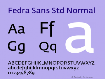 FedraSansStd-Normal Version 3.301;PS 003.003;hotconv 1.0.38 Font Sample