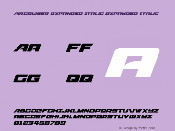 Aircruiser Expanded Italic 001.000 Font Sample