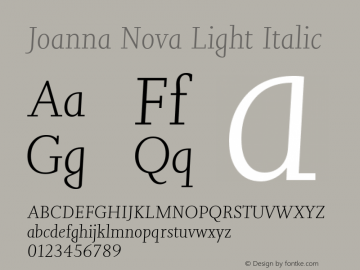 Joanna Nova Light Italic Version 1.00图片样张