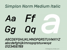 SimplonNorm-MediumItalic 2.003 Font Sample
