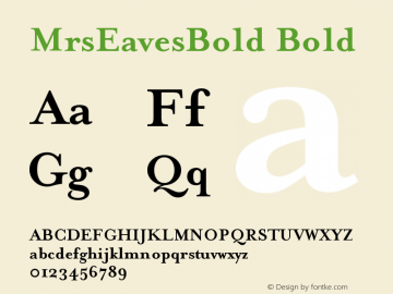 MrsEavesBold Altsys Fontographer 3.5  4/4/96 Font Sample