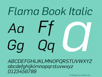 Flama-BookItalic Version 3.000 Font Sample