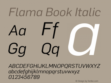 Flama-BookItalic Version 3.000 Font Sample