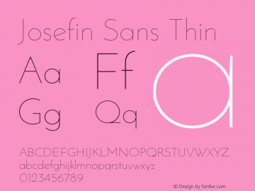 Josefin Sans Thin Version 1.0 Font Sample