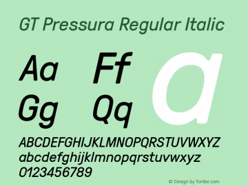 GTPressura-RegularItalic Version 1.000图片样张