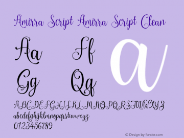 Amirra_Script Clean Version 1.000 Font Sample