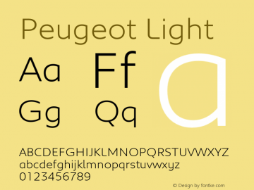 Peugeot-Light Version 2.000 Font Sample