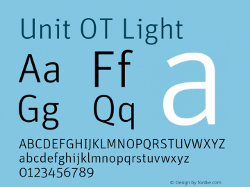UnitOT-Light Version 7.504; 2011; Build 1022 Font Sample