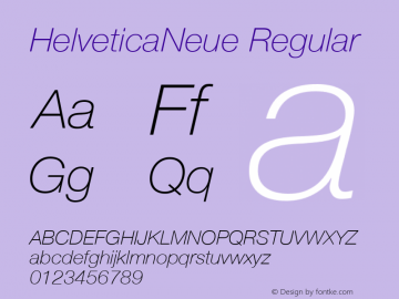 18 pt. Helvetica* 36 Thin Italic  56472 Version 1.00 Font Sample