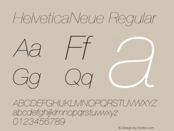 18 pt Helvetica* 26 Ultra Light Italic  99472 Version 1.100 Font Sample