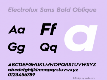 Electrolux Sans BoldObl Version 1.001 Font Sample