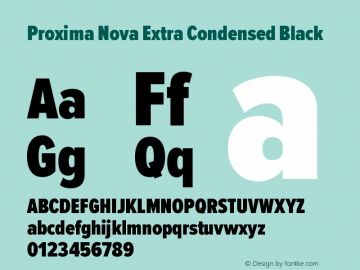 Proxima Nova Extra Condensed Black Version 2.003 Font Sample