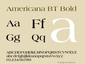 Americana BT Bold mfgpctt-v1.27 Thursday, March 26, 1992 4:02:22 pm (EST) Font Sample