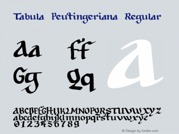 Tabula Peutingeriana Version 1.0 Font Sample