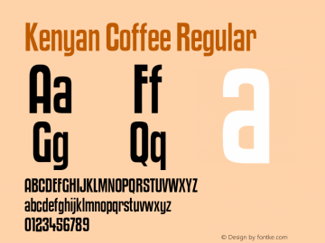 Kenyan Coffee Version 2.000 2004 Font Sample