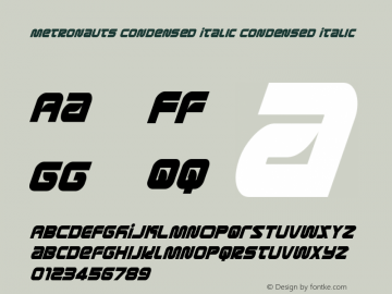 Metronauts Condensed Italic Version 1.0; 2013 Font Sample