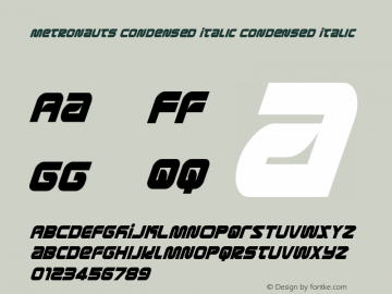 Metronauts Condensed Italic Version 1.0; 2013图片样张