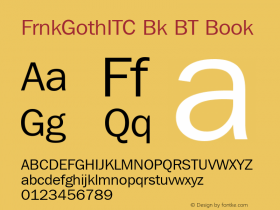 FrnkGothITC Bk BT Book mfgpctt-v4.4 Nov 27 1998图片样张