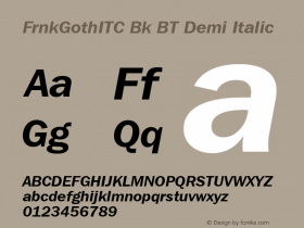 FrnkGothITC Bk BT Demi Italic mfgpctt-v1.52 Tuesday, January 26, 1993 4:59:54 pm (EST)图片样张