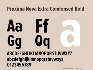 Proxima Nova Extra Condensed Bold Version 2.003 Font Sample