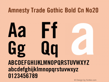 AmnestyTradeGothic-BdCn20 Version 1.001 Font Sample