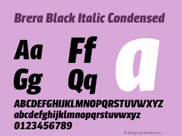Brera-BlackItalicCondensed Version 001.002图片样张
