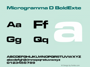 Microgramma D Bold Extended Version 001.005 Font Sample