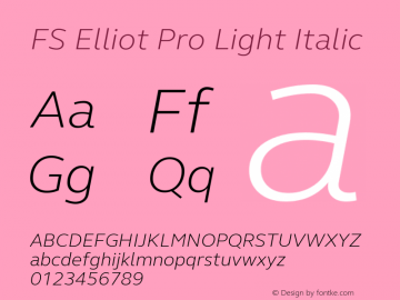 FS Elliot Pro Light Italic Version 6.000 Font Sample