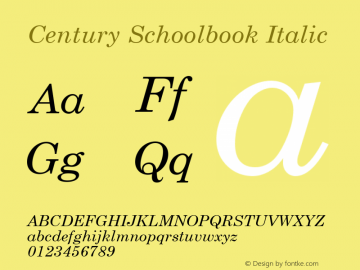 Century Schoolbook Italic Version 1.50 Font Sample