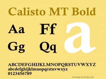 Calisto MT Bold Version 1.50 Font Sample