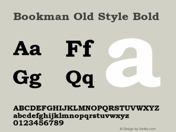 Bookman Old Style Bold Version 1.50 Font Sample