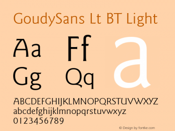 GoudySans Lt BT Light mfgpctt-v1.59 Friday, March 5, 1993 11:27:43 am (EST) Font Sample