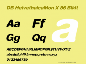 DBHelvethaicaMonX-86BlkIt Version 3.200 Font Sample