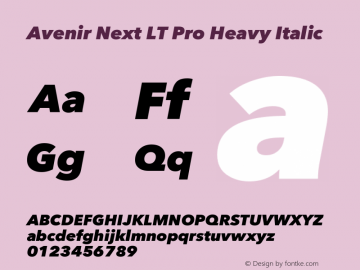 AvenirNextLTPro-HeavyItalic Version 1.000;PS 001.001;hotconv 1.0.56图片样张