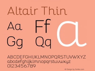 Altair-Thin Version 1.000 Font Sample