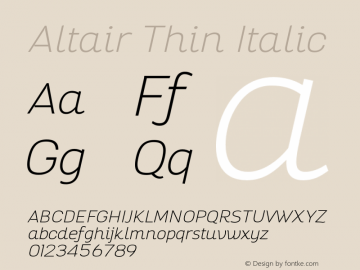 Altair-ThinItalic Version 1.000图片样张