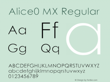 Alice0 MX Version 2.001 Font Sample