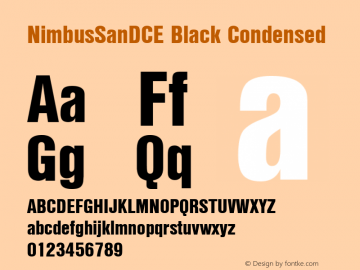 NimbusSanDCE Black Condensed Fontographer 4.7 8/15/08 FG4M­0000002045 Font Sample