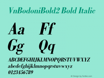 VnBodoniBold2 Bold Italic 001.001 Font Sample