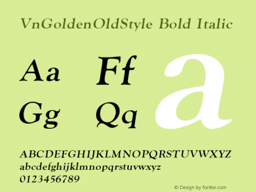 VnGoldenOldStyle Bold Italic 1.0 Thu May 20 11:15:46 1993 Font Sample
